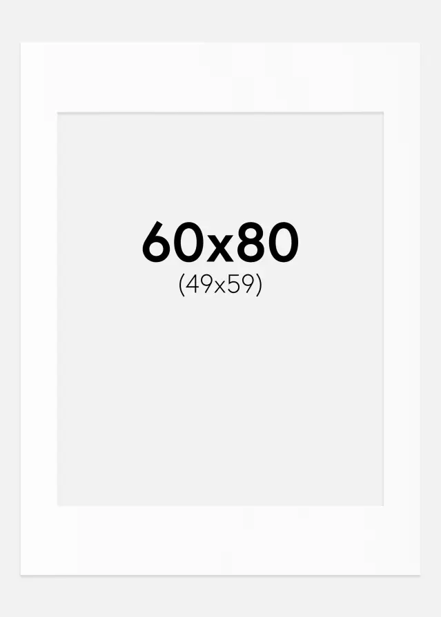Passepartout Hvit Standard (Hvit kerne) 60x80 cm (49x59)