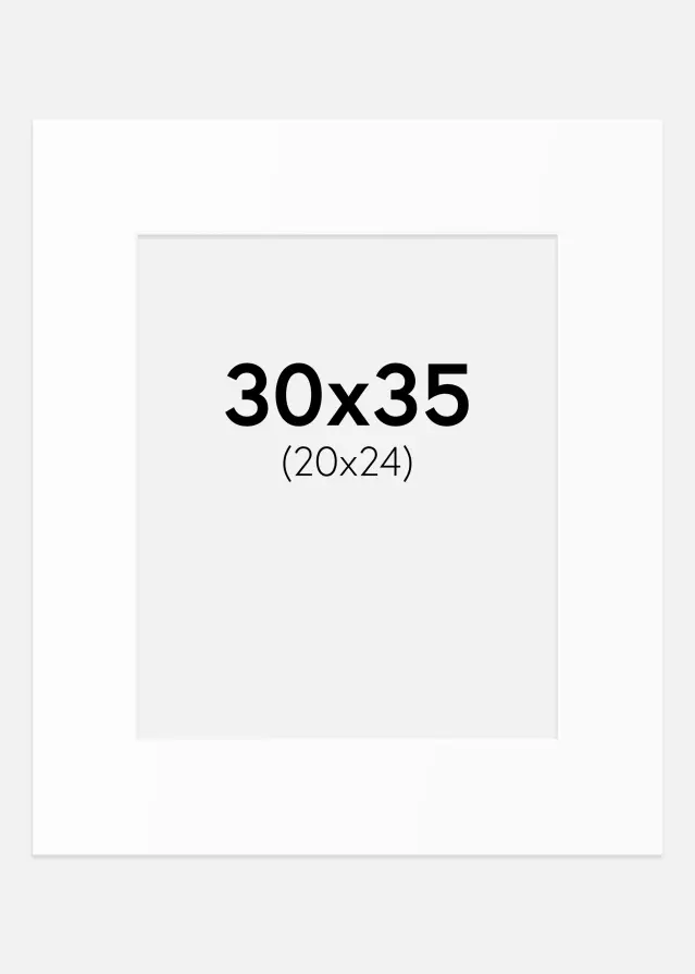 Passepartout Hvit Standard (Hvit kerne) 30x35 cm (20x24)