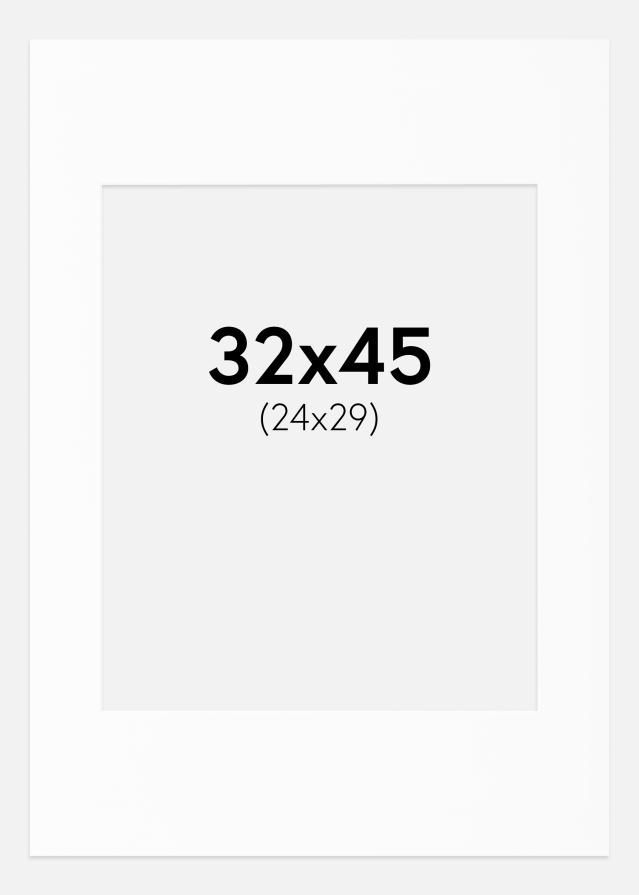 Passepartout Hvit Standard (Hvit kerne) 32x45 cm (24x29)