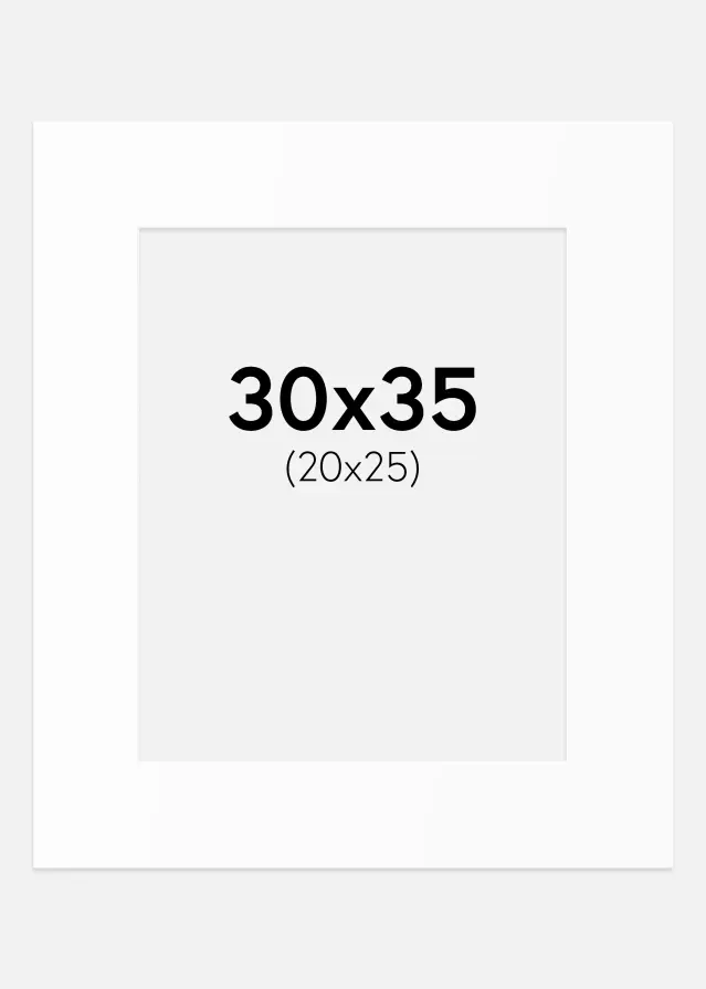 Passepartout Hvit Standard (Hvit kerne) 30x35 cm (20x25)