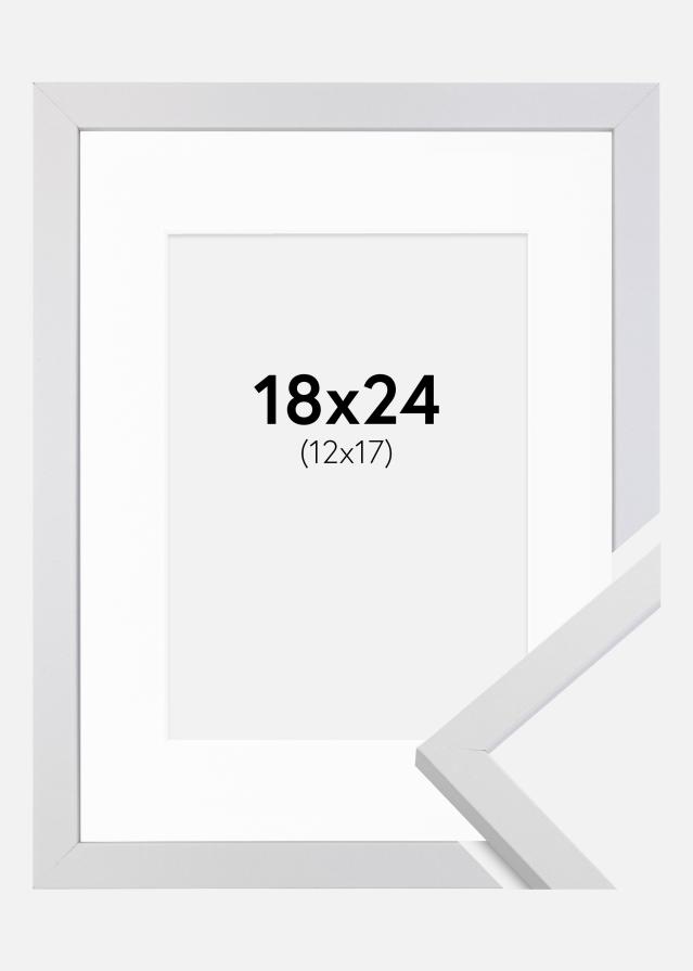 Ramme Trendy Hvit 18x24 cm - Passepartout Hvit 13x18 cm