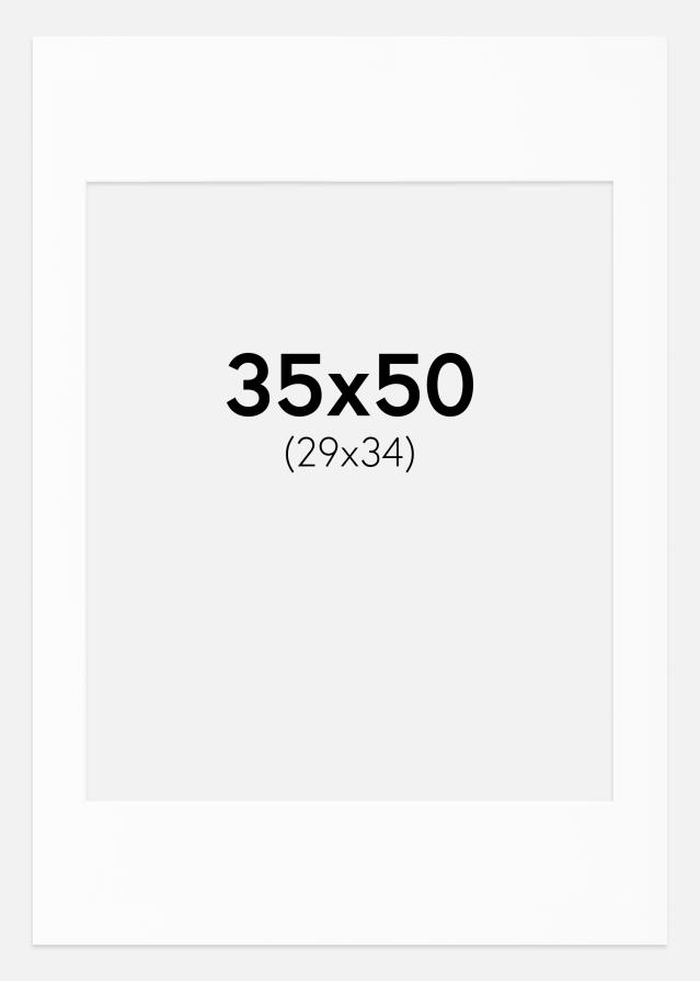 Passepartout Hvit Standard (Hvit kerne) 35x50 cm (29x34)