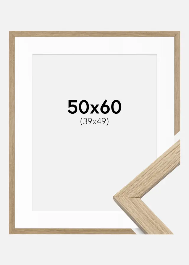 Ramme Stilren Eik 50x60 cm - Passepartout Hvit 40x50 cm