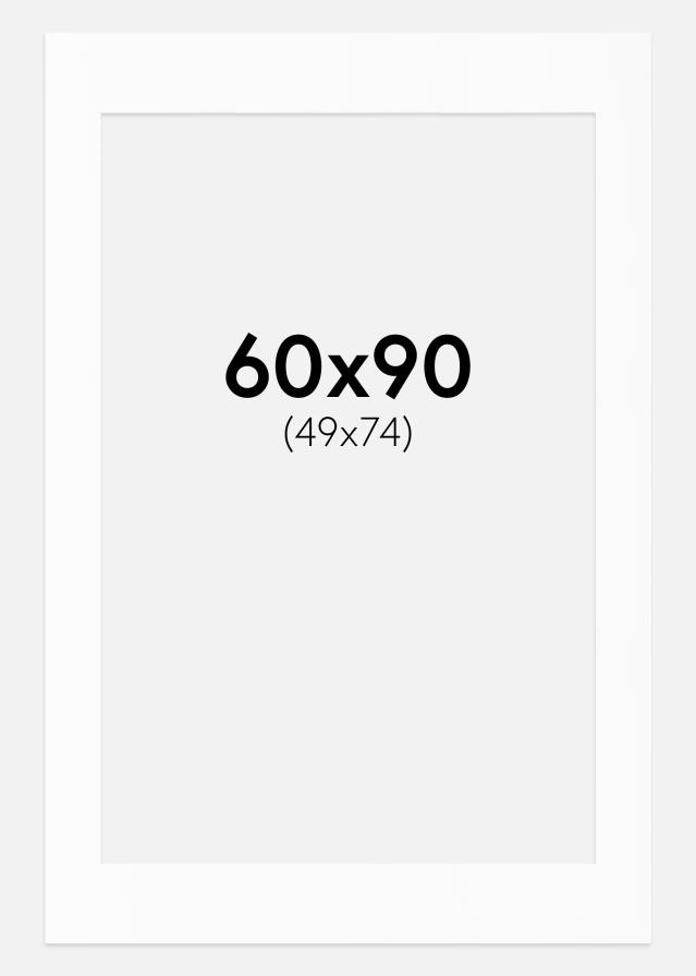 Passepartout Hvit Standard (Hvit kerne) 60x90 cm (49x74)