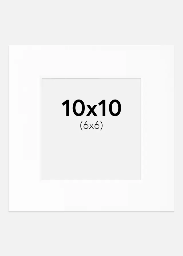 Passepartout Hvit Standard (Hvit kerne) 10x10 cm (6x6)