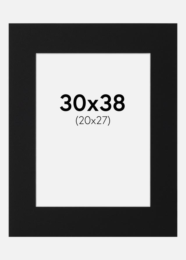 Passepartout Svart Standard (Hvit kjerne) 30x38 cm (20x27)