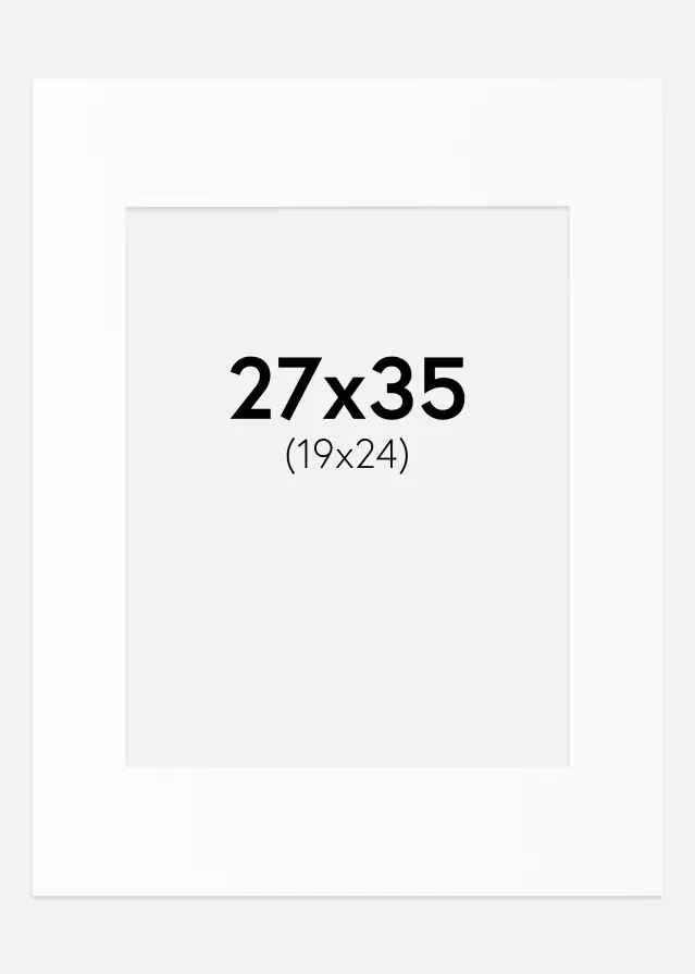 Passepartout Hvit Standard (Hvit kerne) 27x35 cm (19x24)