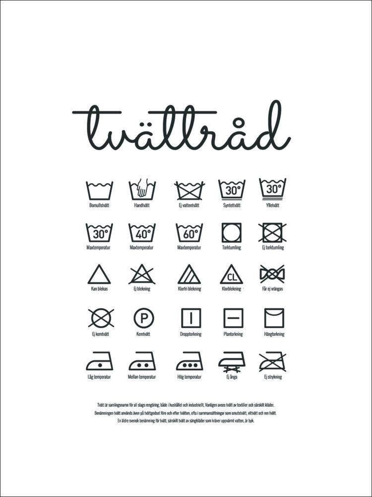 Tvättråd - Hvit Plakat