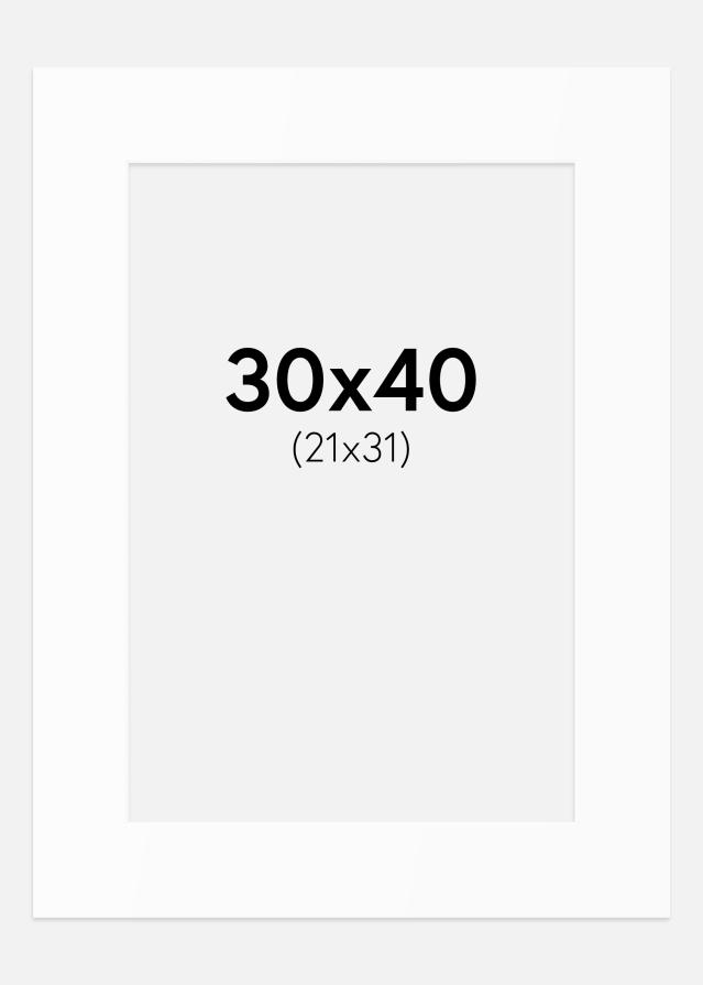 Passepartout Hvit Standard (Hvit kerne) 30x40 cm (21x31)