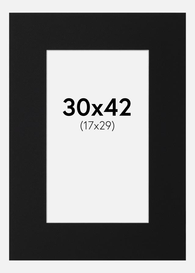 Passepartout Svart Standard (Hvit kjerne) 30x42 cm (17x29)