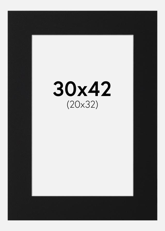 Passepartout Svart Standard (Hvit kjerne) 30x42 cm (20x32)
