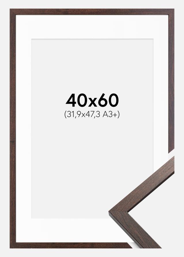 Ramme Trendy Valnøtt 40x60 cm - Passepartout Hvit 32,9x48,3 cm (A3+)