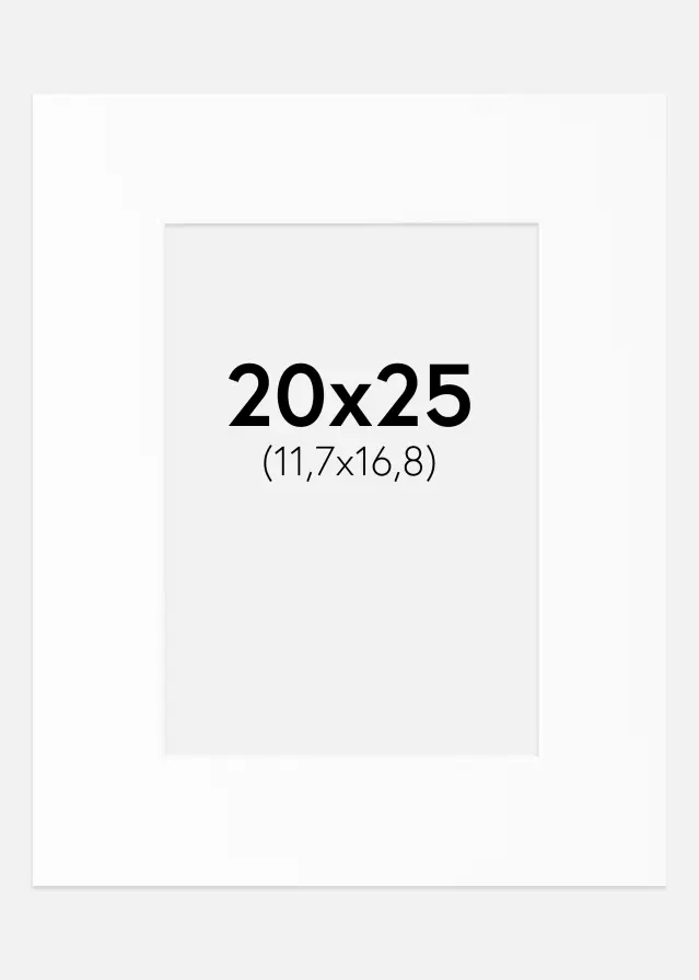 Passepartout Hvit Standard (Hvit kerne) 20x25 cm (11,7x16,8)