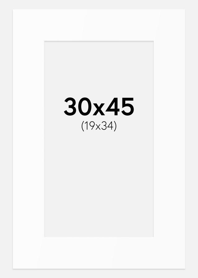 Passepartout Hvit Standard (Hvit kerne) 30x45 cm (19x34)