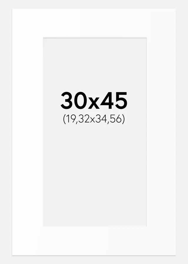 Passepartout Hvit Standard (Hvit kerne) 30x45 cm (19,32x34,56)