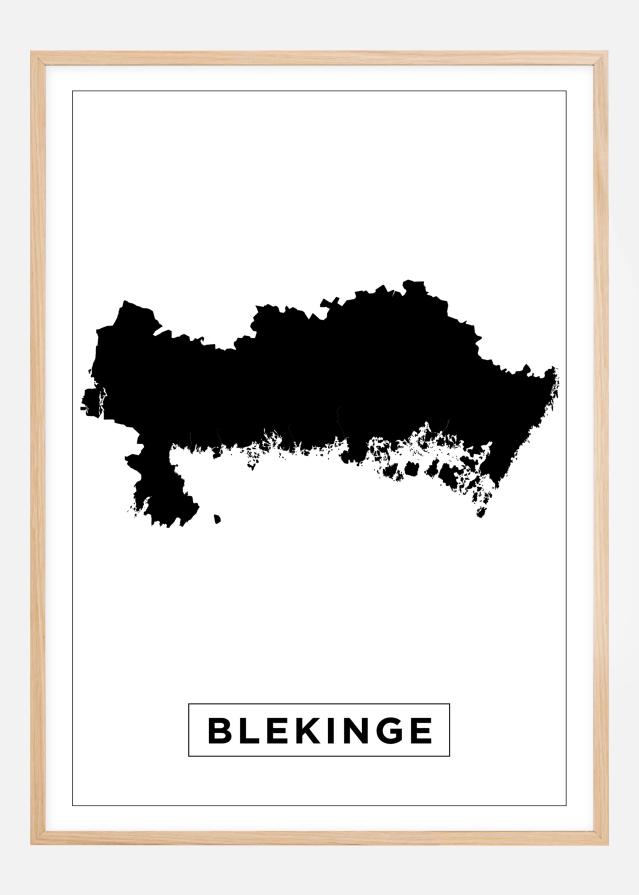 Kart - Blekinge - Hvit Plakat