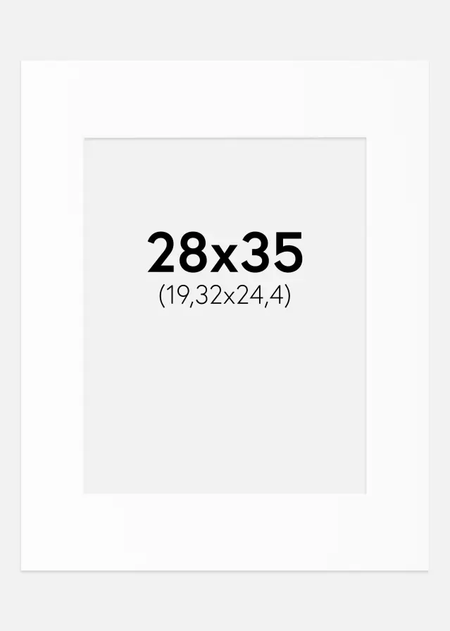 Passepartout Hvit Standard (Hvit kerne) 28x35 cm (19,32x24,4)