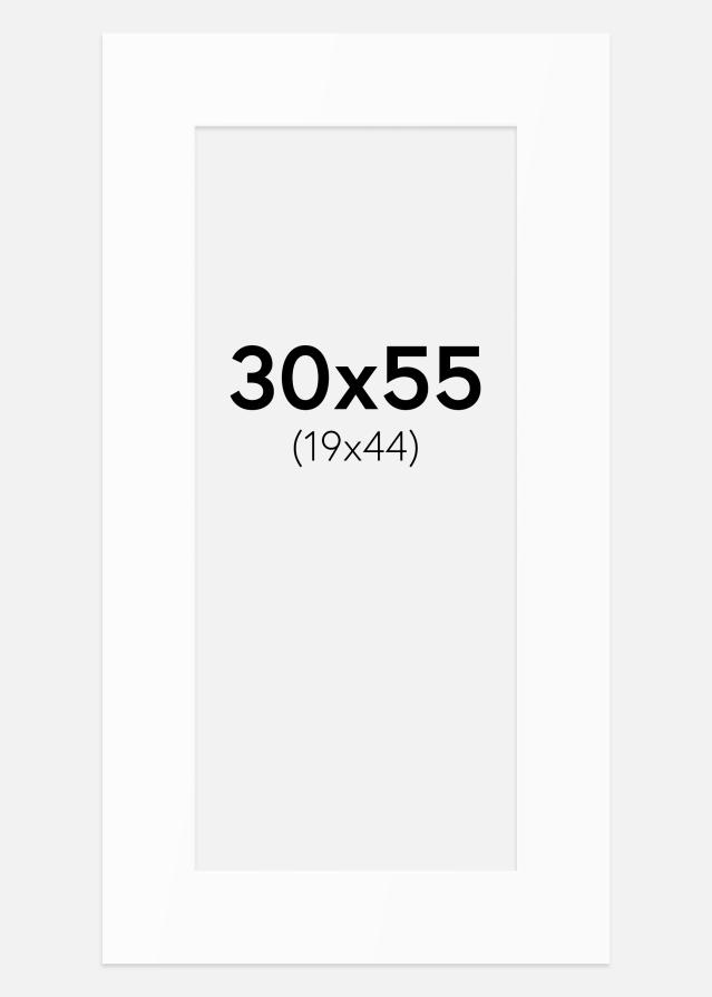 Passepartout Hvit Standard (Hvit kerne) 30x55 cm (19x44)