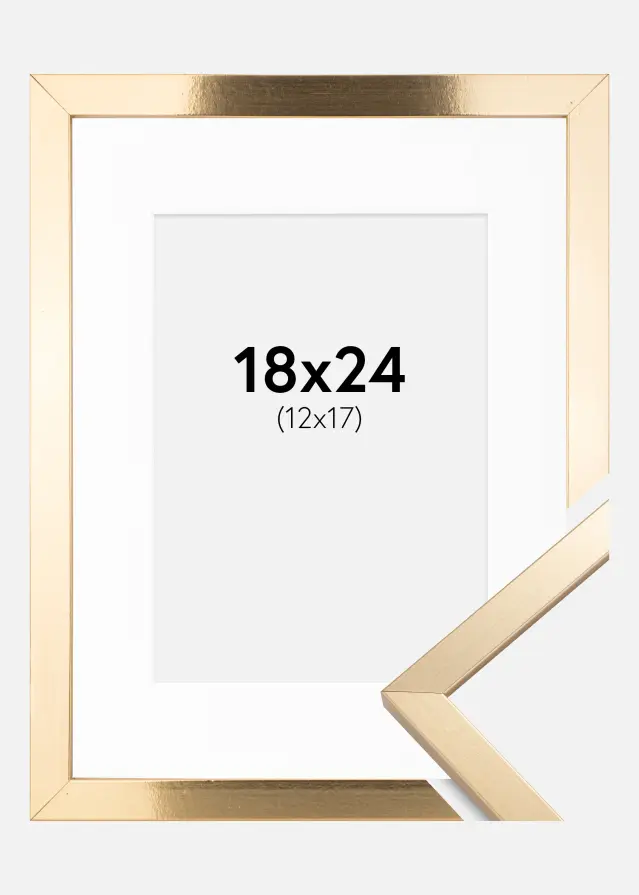 Ramme Trendy Gull 18x24 cm - Passepartout Hvit 13x18 cm