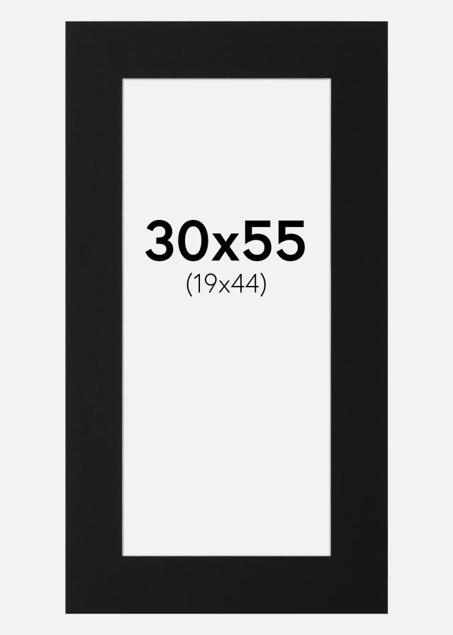 Passepartout Svart Standard (Hvit kjerne) 30x55 cm (19x44)