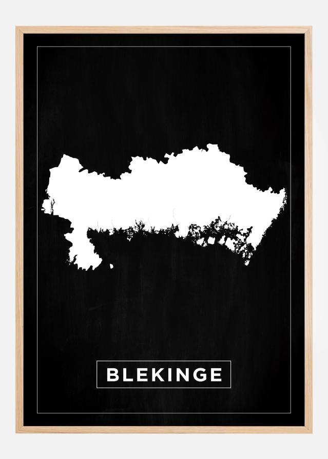 Kart - Blekinge - Svart Plakat