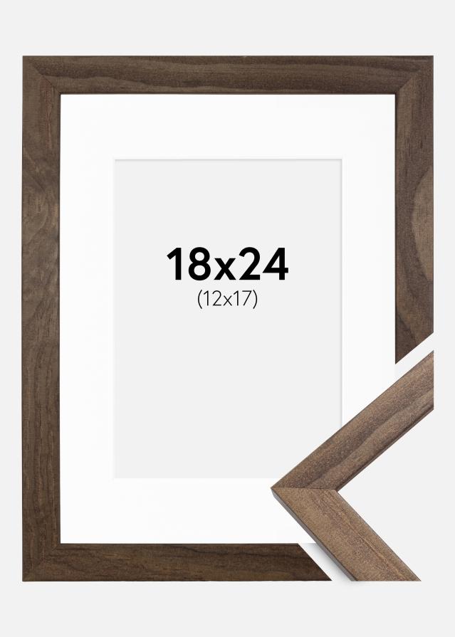 Ramme Stilren Valnøtt 18x24 cm - Passepartout Hvit 13x18 cm