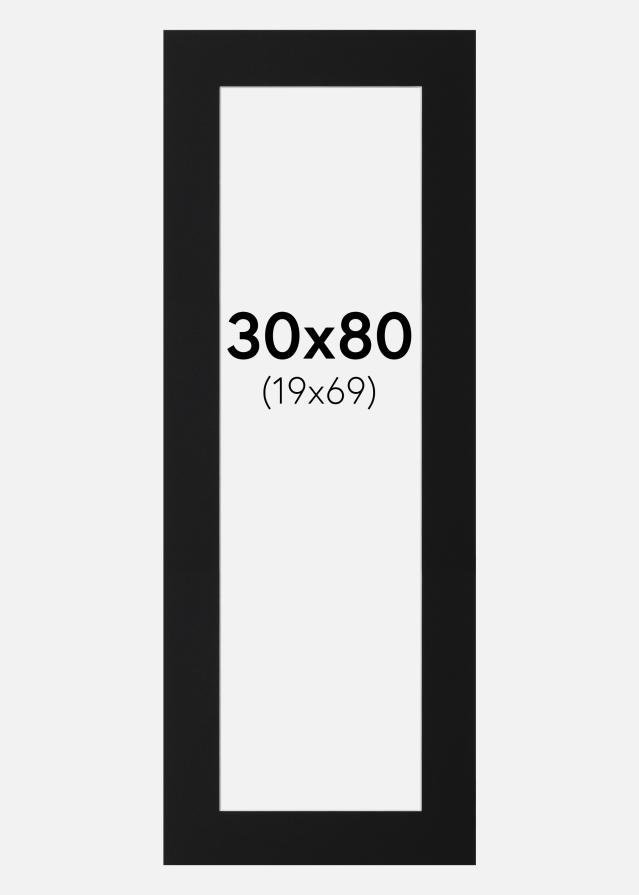 Passepartout Svart Standard (Hvit kjerne) 30x80 cm (19x69)