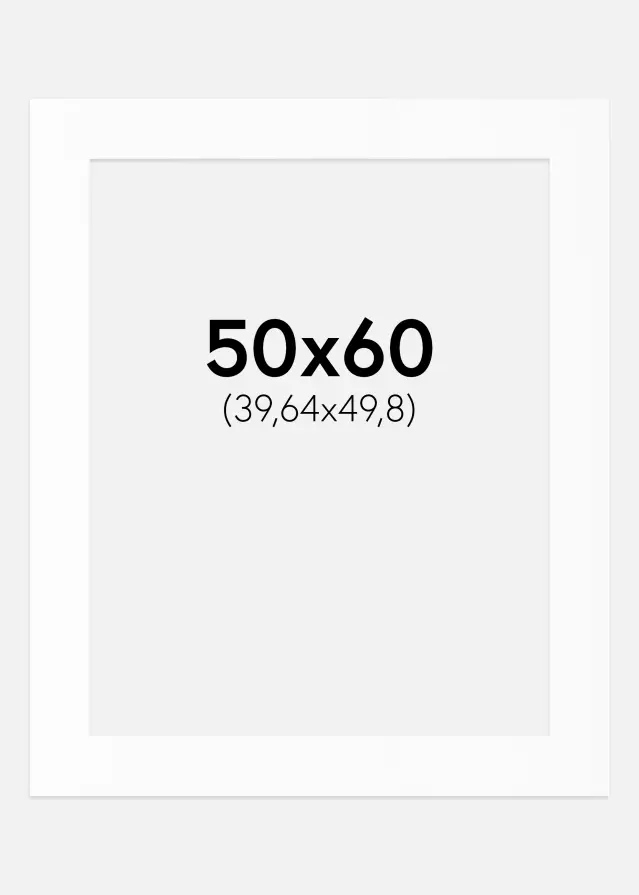 Passepartout Hvit Standard (Hvit kerne) 50x60 cm (39,64x49,8)