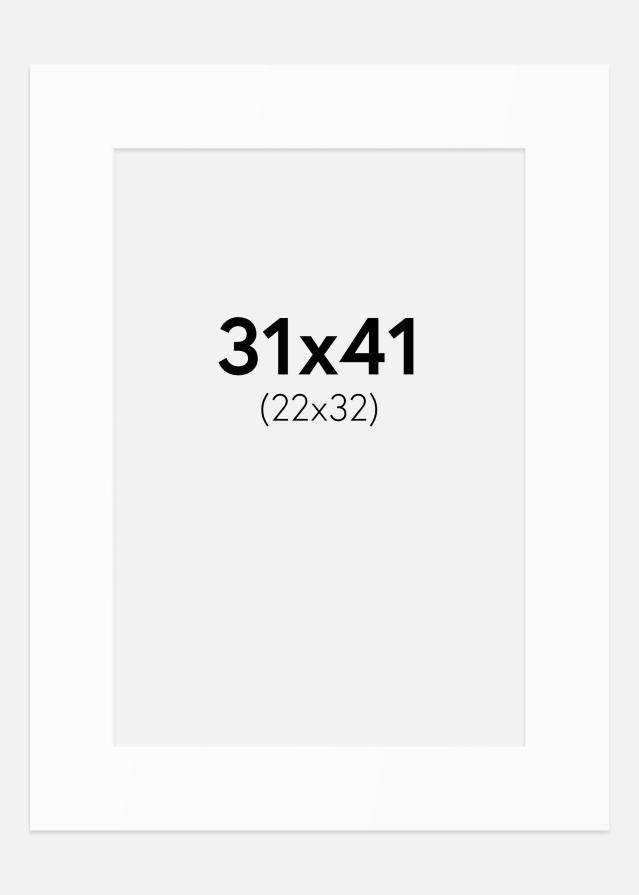 Passepartout Hvit Standard (Hvit kerne) 31x41 cm (22x32)
