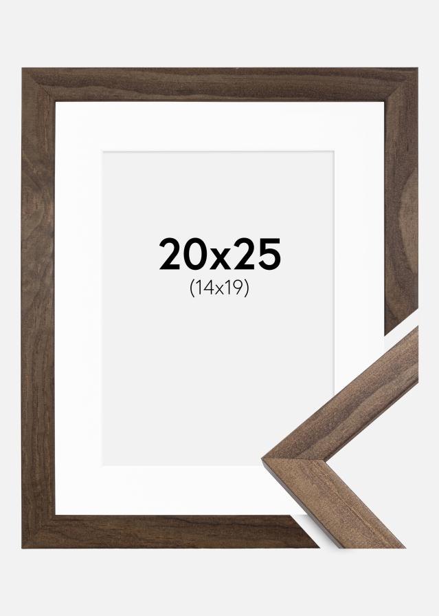 Ramme Stilren Valnøtt 20x25 cm - Passepartout Hvit 15x20 cm