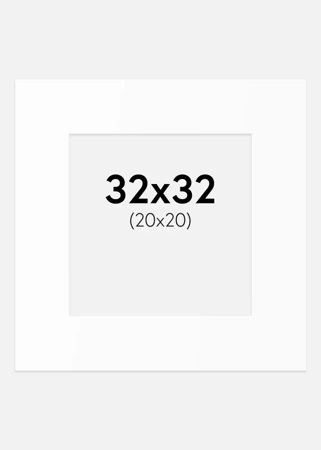 Passepartout Hvit Standard (Hvit kerne) 32x32 cm (20x20)