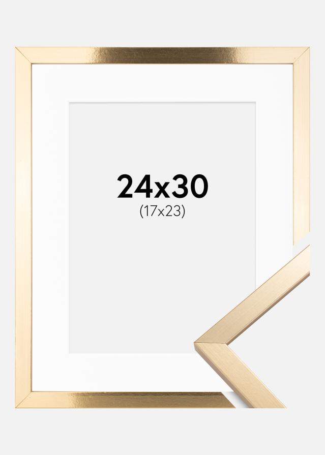 Ramme Trendy Gull 24x30 cm - Passepartout Hvit 18x24 cm