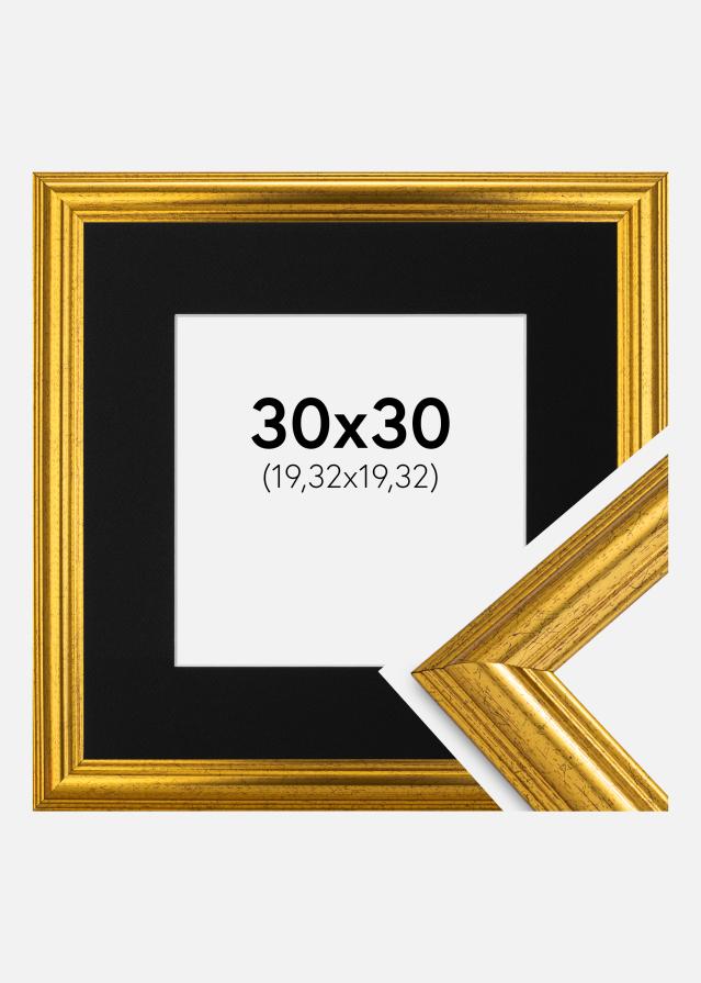 Ramme Västkusten Gull 30x30 cm - Passepartout Svart 8x8 inches