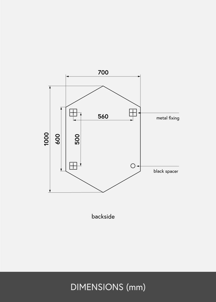 KAILA Speil Tall Hexagon 70x100 cm