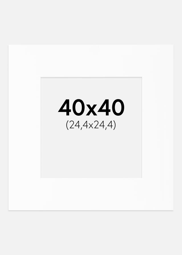 Passepartout Hvit Standard (Hvit kerne) 40x40 cm (24,4x24,4)