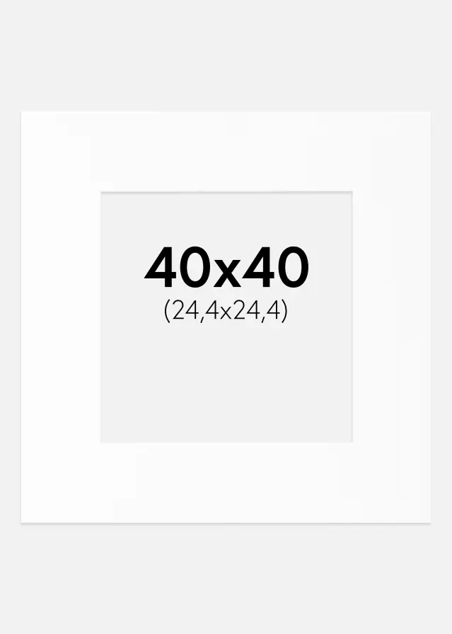 Passepartout Hvit Standard (Hvit kerne) 40x40 cm (24,4x24,4)