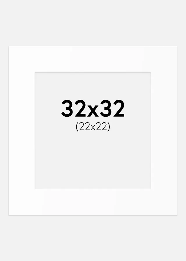 Passepartout Hvit Standard (Hvit kerne) 32x32 cm (22x22)