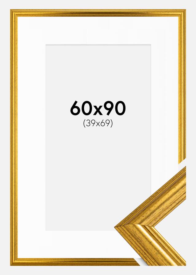 Ramme Västkusten Gull 60x90 cm - Passepartout Hvit 40x70 cm