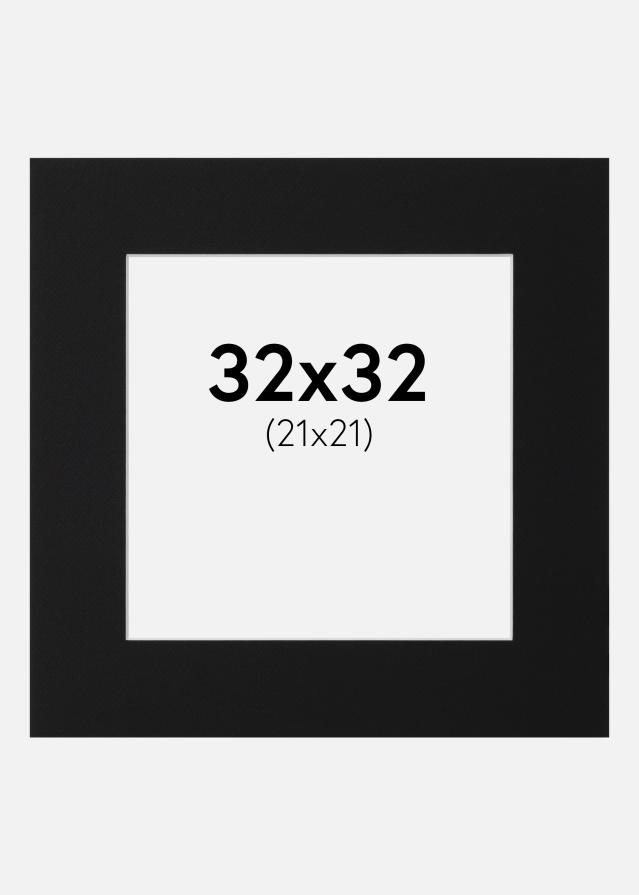 Passepartout Svart Standard (Hvit kjerne) 32x32 cm (21x21)