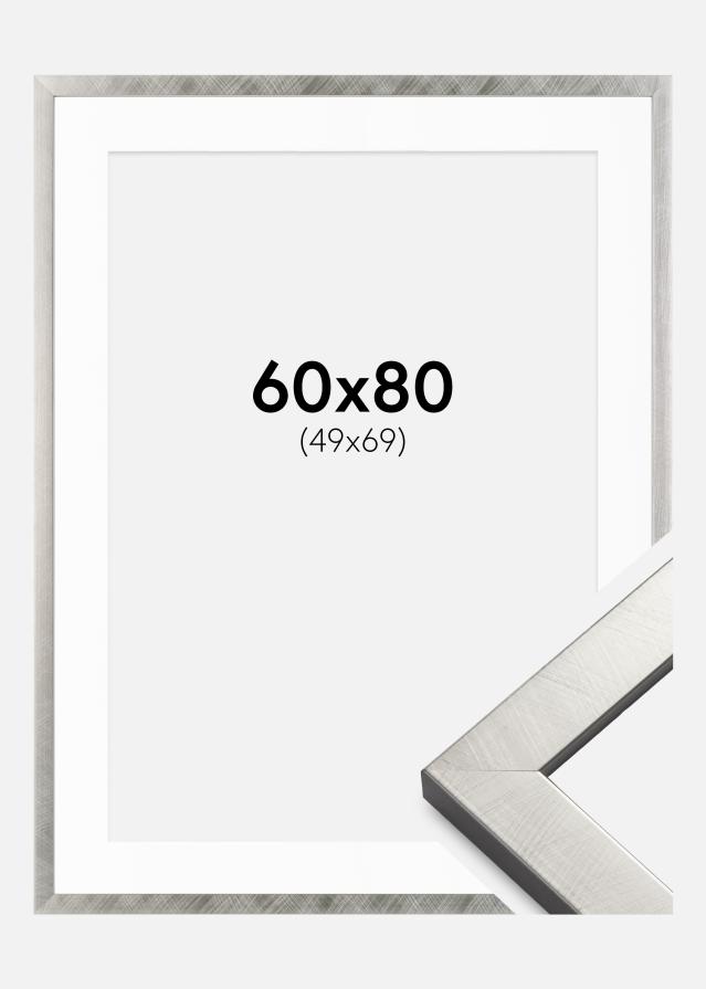 Ramme Uppsala Sølv 60x80 cm - Passepartout Hvit 50x70 cm