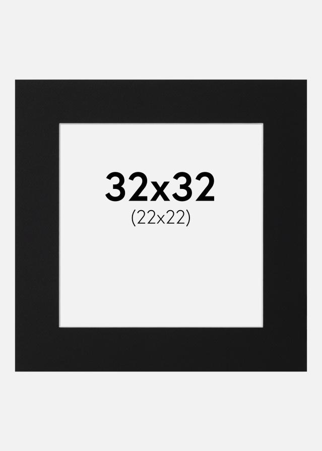 Passepartout Svart Standard (Hvit kjerne) 32x32 cm (22x22)