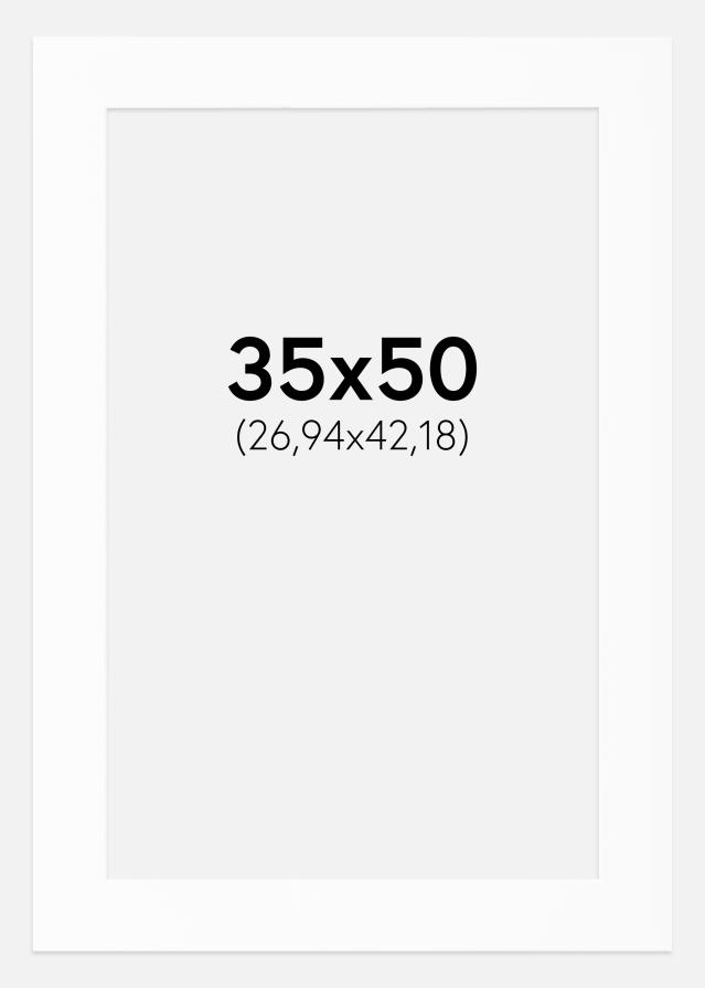 Passepartout Hvit Standard (Hvit kerne) 35x50 cm (26,94x42,18)