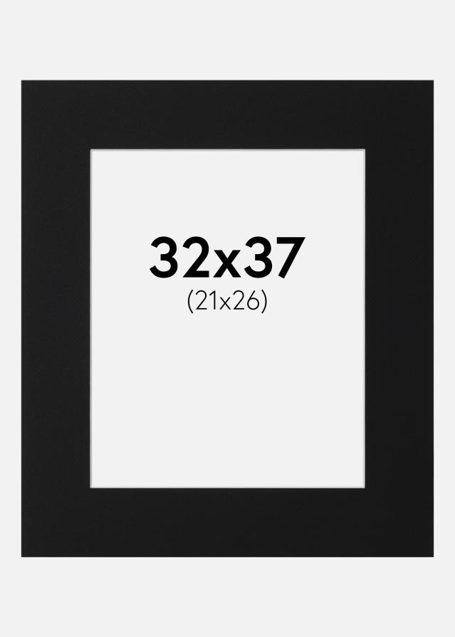 Passepartout Svart Standard (Hvit kjerne) 32x37 cm (21x26)