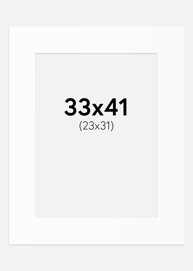 Passepartout Hvit Standard (Hvit kerne) 33x41 cm (23x31)