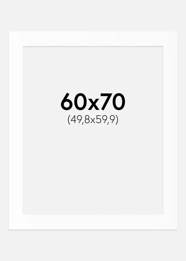 Passepartout Hvit Standard (Hvit kerne) 60x70 cm (49,8x59,9)
