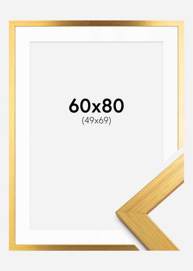Ramme Gold Wood 60x80 cm - Passepartout Hvit 50x70 cm