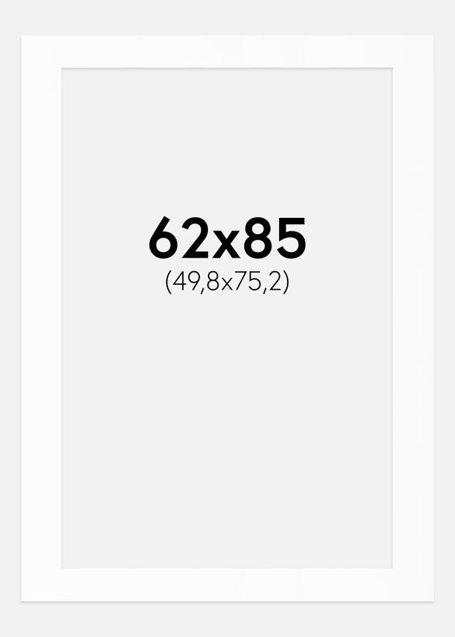 Passepartout Hvit Standard (Hvit kerne) 62x85 cm (49,8x75,2)