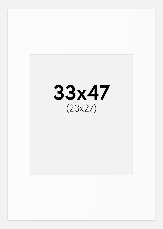 Passepartout Hvit Standard (Hvit kerne) 33x47 cm (23x27)