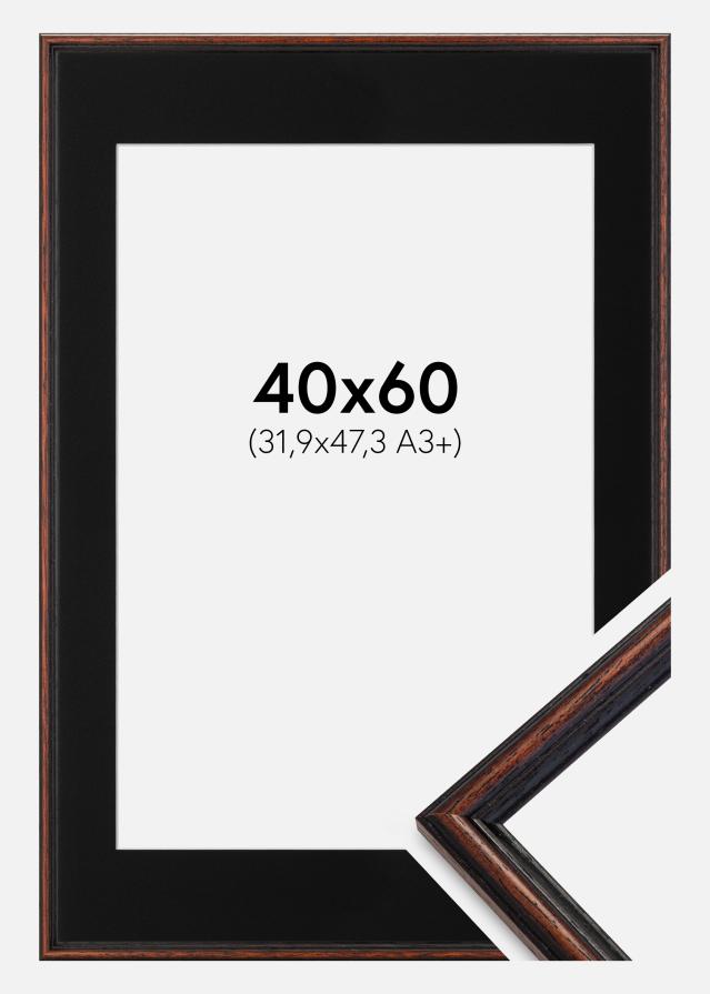 Ramme Horndal Valnøtt 40x60 cm - Passepartout Svart 32,9x48,3 cm (A3+)