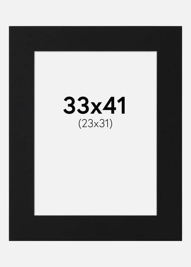 Passepartout Svart Standard (Hvit kjerne) 33x41 cm (23x31)